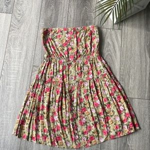 Floral Print Strapless Dress